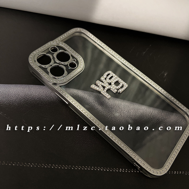 轻奢简约水钻适用苹果17手机壳iPhone15奢华钻边14/13promax高级感11/12pro透明防摔软壳16promax保护套潮女