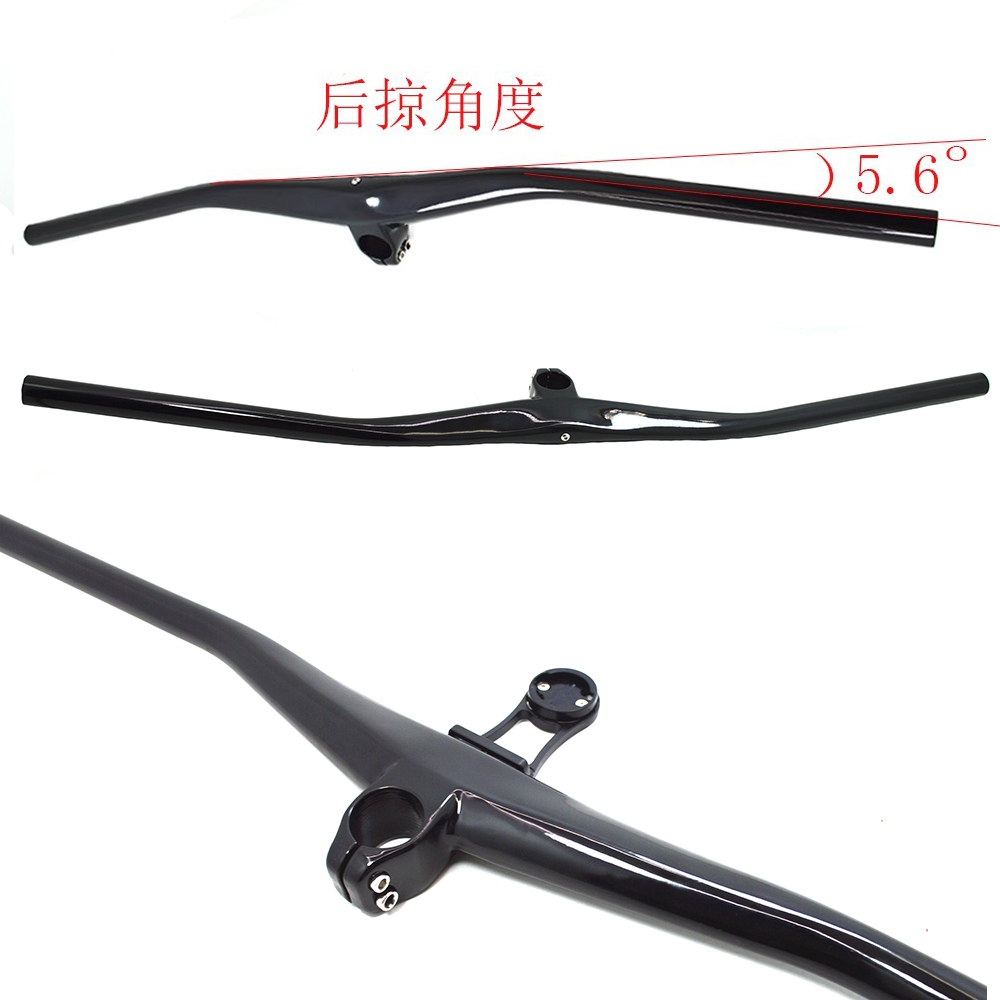 全碳纤维山地自行车一体车把直把带立管UD纹把横骑行装备