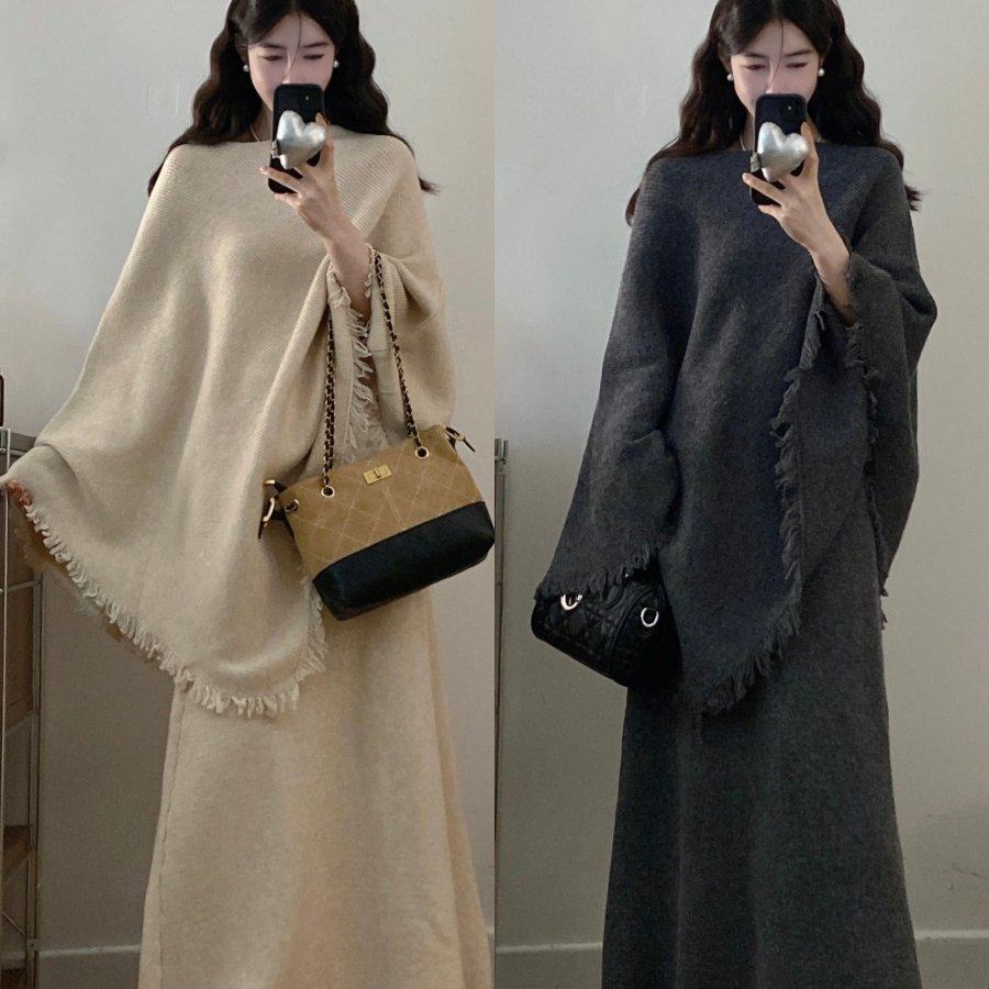 实拍大码秋冬法式气质风不规则流苏斗篷针织毛衣+半身裙两件套,女装/女士精品,大码套装,淘宝优惠券,粉丝福利购,淘宝优惠卷