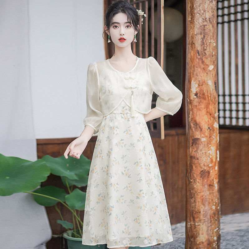 新中式两件套2025年夏季新款女装碎花吊带连衣裙日常气质国风套装,女装/女士精品,时尚套装,淘宝优惠券,粉丝福利购,淘宝优惠卷