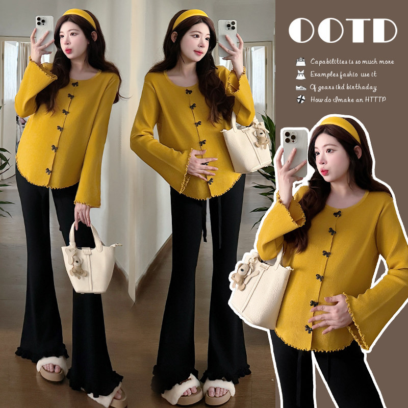 实拍以出货~秋冬新款韩版蝴蝶结孕妇长袖上衣显瘦微喇叭孕妇裤,孕妇装/孕产妇用品/营养,套装,淘宝优惠券,粉丝福利购,淘宝优惠卷