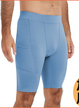 丝格图跨境瑜伽紧身裤男夏季高弹透气健身短裤训练跑步运动五分裤