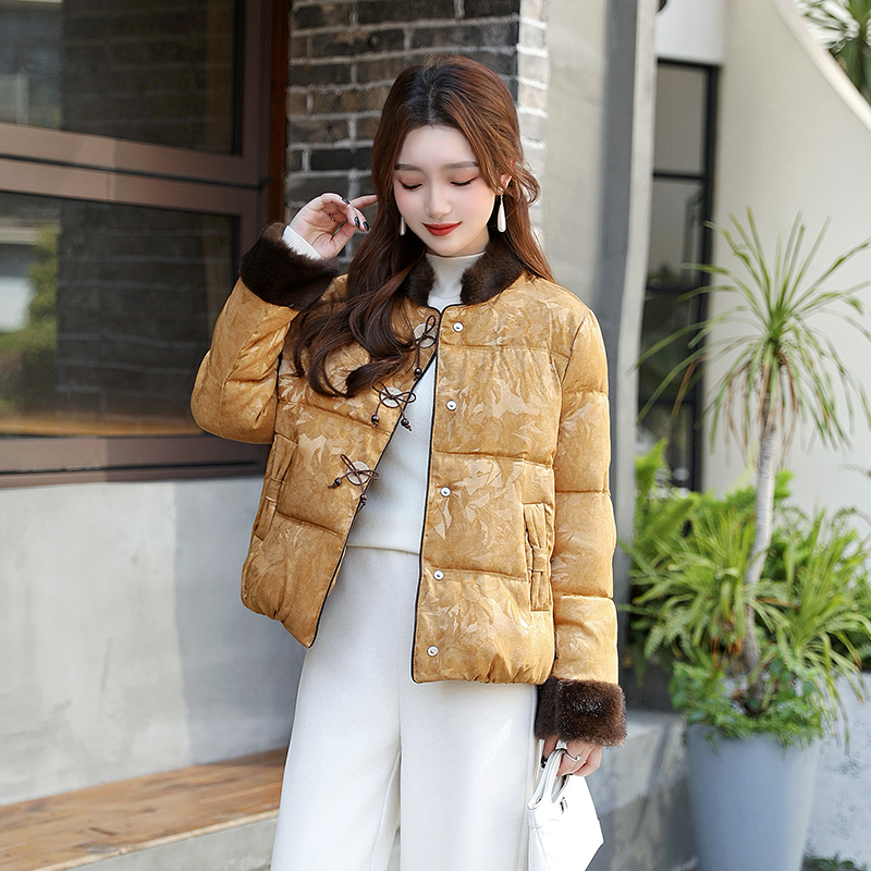 新中式立领盘扣羽绒棉衣棉服女2025冬季新款加厚气质棉袄国风外套