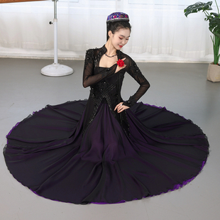 新款新疆舞蹈练习裙维族剧目舞艺考演出服装维吾尔族服饰大摆裙