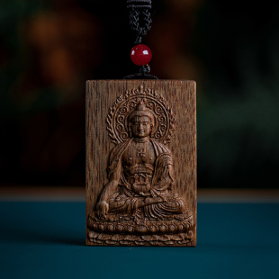 天然印尼加里曼丹沉香雕刻药师佛项链吊坠女男款 木雕佛牌挂饰挂件