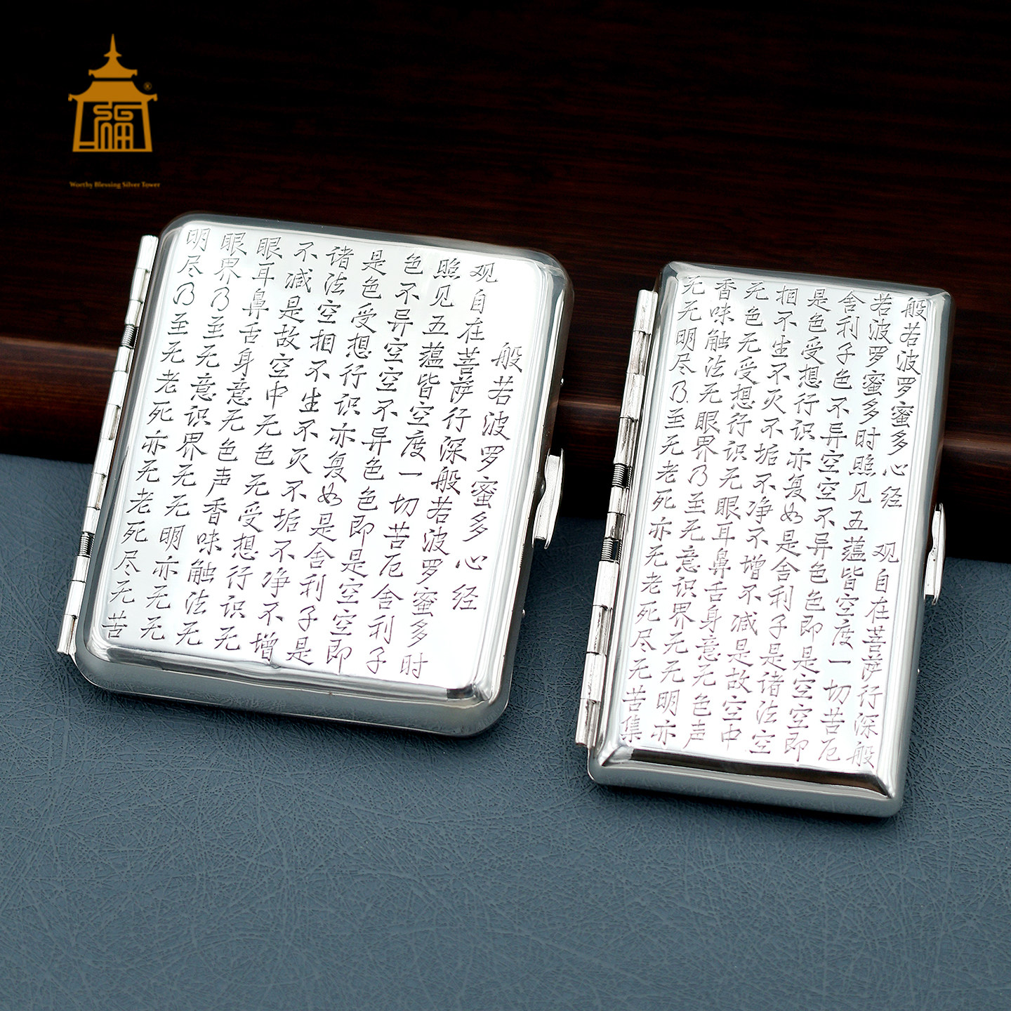 手工银烟盒999纯银錾刻香烟盒 便携银烟具粗中细均可装男士礼品