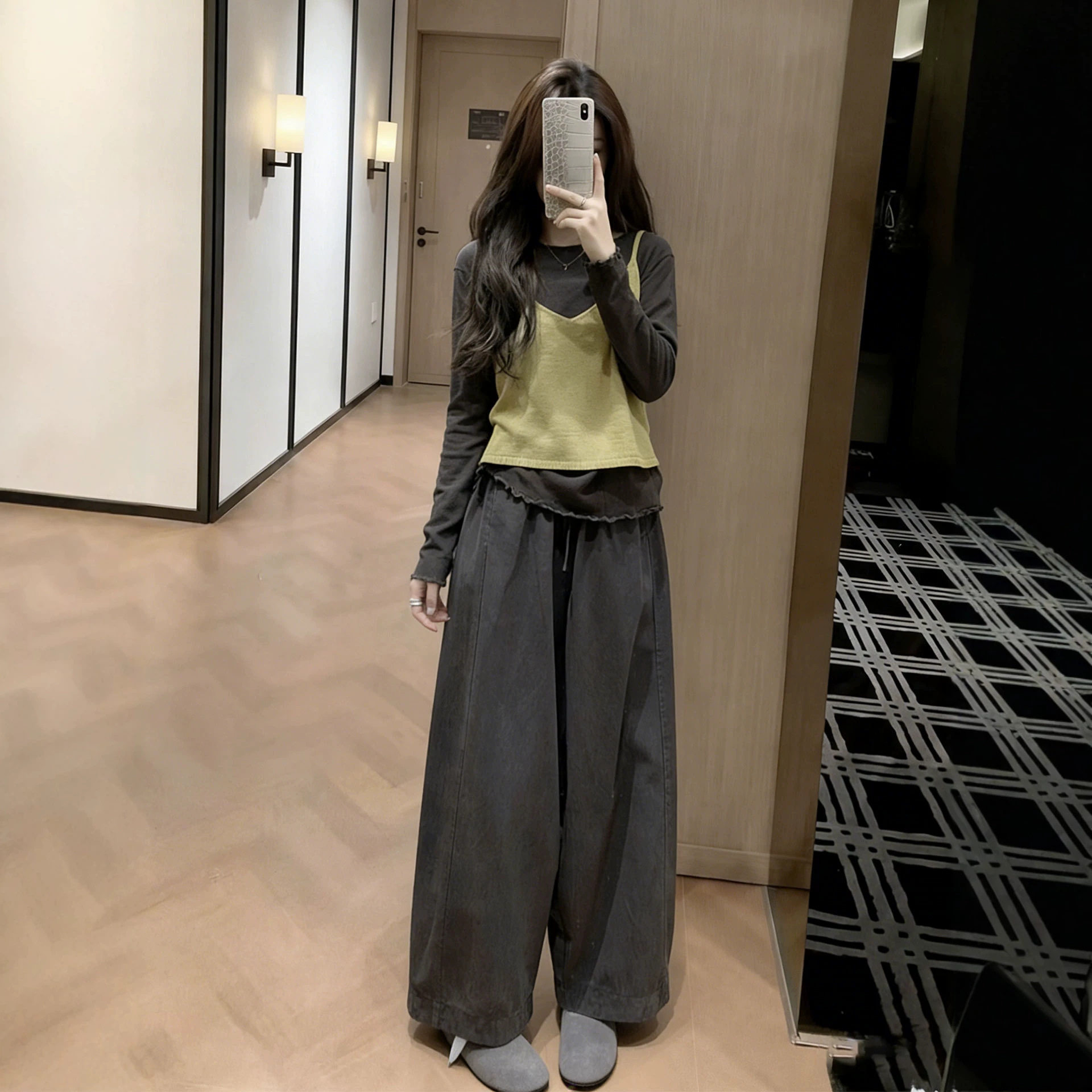 巨好看女装穿搭一整套韩系休闲针织吊带上衣阔腿裤子套装女装秋