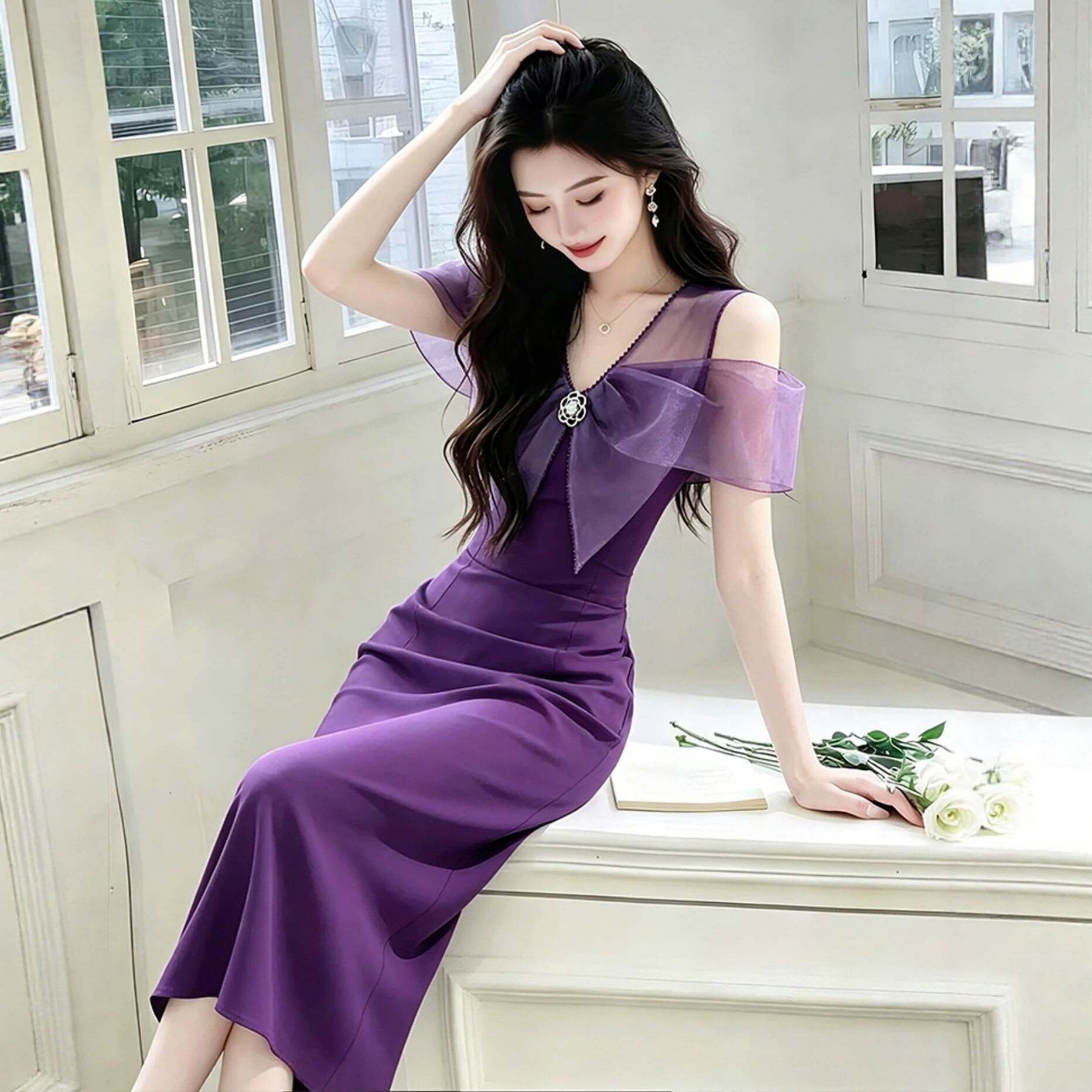 2026夏日绝美巨好看法式长裙特别漂亮得体气质御姐减龄掐腰连衣裙