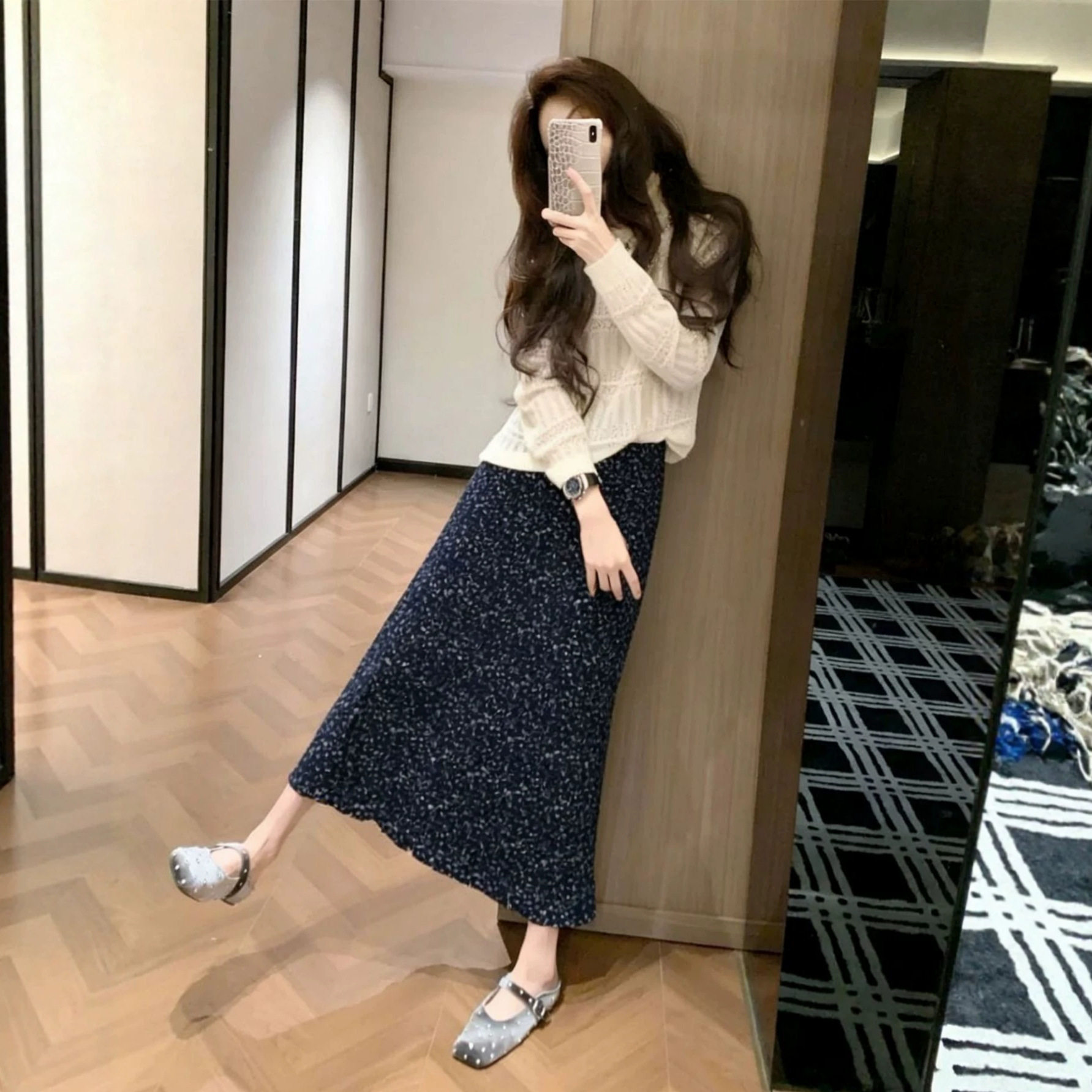 女装搭配一整套超火一整套ootd穿搭漂亮半身裙两件套秋季穿搭女
