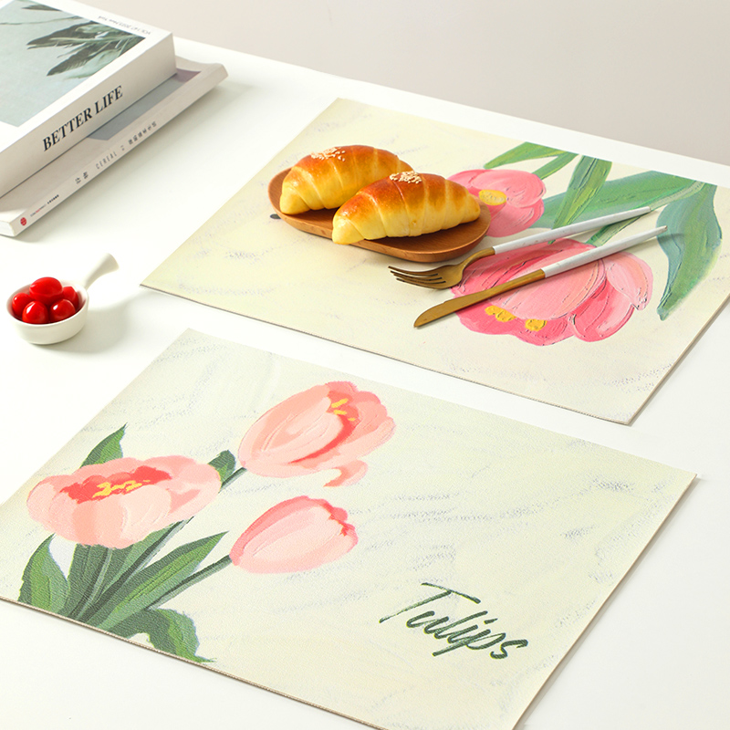 创意郁香皮革西餐餐垫北欧隔热垫餐桌垫防烫防水防油高级感仪式感