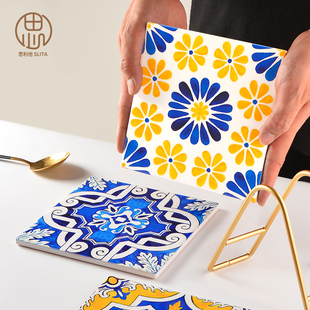 特别好看的餐垫隔热垫陶瓷餐桌垫防烫锅垫高级感珐琅耐高温杯垫盘