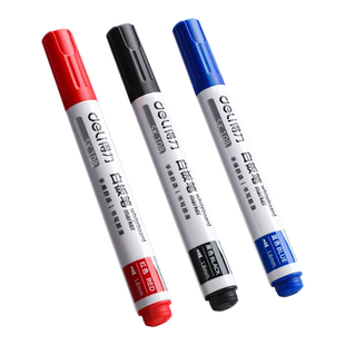 得力可擦白板笔黑色儿童无毒教师用水性彩色红色黑板笔画板写字易擦写粗头大头记号笔可擦除专用细头批发水笔