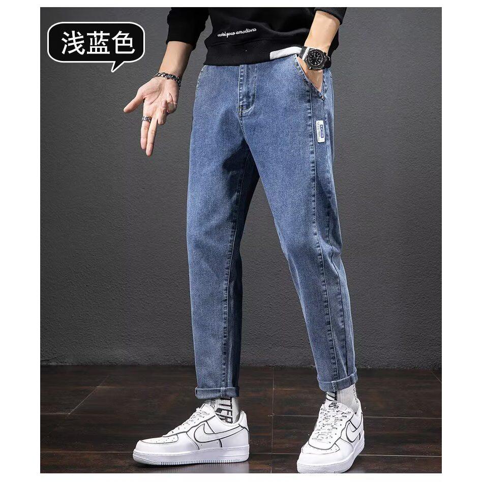 小脚牛仔裤男潮流百搭ins港风春夏秋季裤子时尚宽松束脚九分长裤