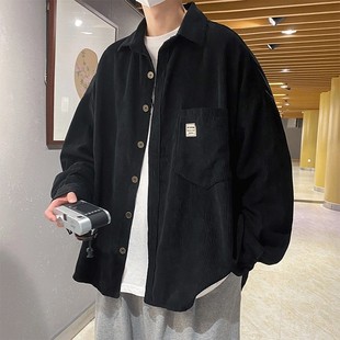 灯芯绒外套男生港风日系潮牌春秋痞帅男装衣服设计感小众长袖衬衫