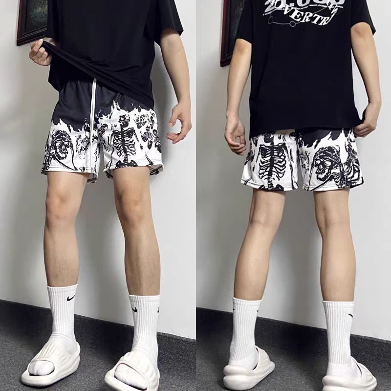 美式潮牌印花篮球短裤男学生速干透气三四分裤训练健身跑步运动裤