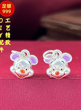 足银999复古做旧长鼻象隔珠