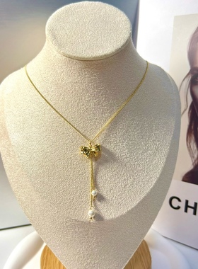 2023新款淑女风蝴蝶结流苏项链女时尚百搭气质甜美风项链女