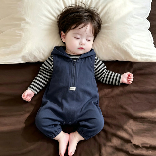 秋季婴幼儿连帽背带连体衣套装