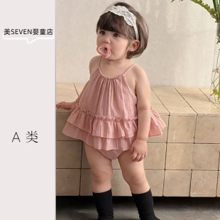 薄款 蛋糕裙包屁衣外出洋气连体衣爬服 女宝宝吊带哈衣夏季 2026新款