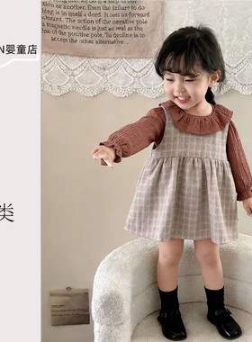 女童春款小香风背心裙两件套