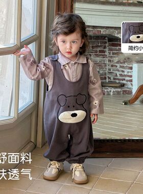 婴儿衣服宝宝两件套春季套装2026新款背带裤套装春装洋气爬服哈衣