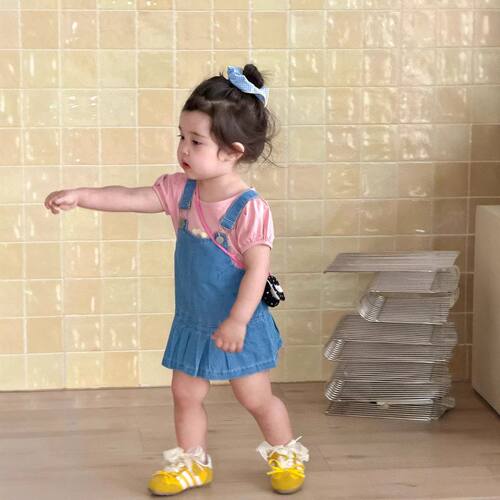 韩版女童夏季T恤牛仔裙套装