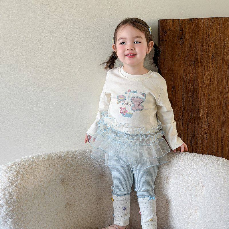 韩版女童长袖T恤网纱拼接洋气甜美公主上衣宝宝春季条纹打底裤子,童装/婴儿装/亲子装,T恤,淘宝优惠券,粉丝福利购,淘宝优惠卷