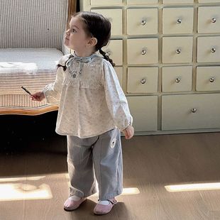 子两件套 婴儿衣服秋装 女童甜美上衣裤 新款 a类 可爱女宝宝碎花套装