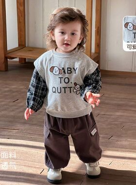 儿童春款套装春季新款婴幼儿韩版卫衣卫裤两件套宝宝韩版洋气 a类