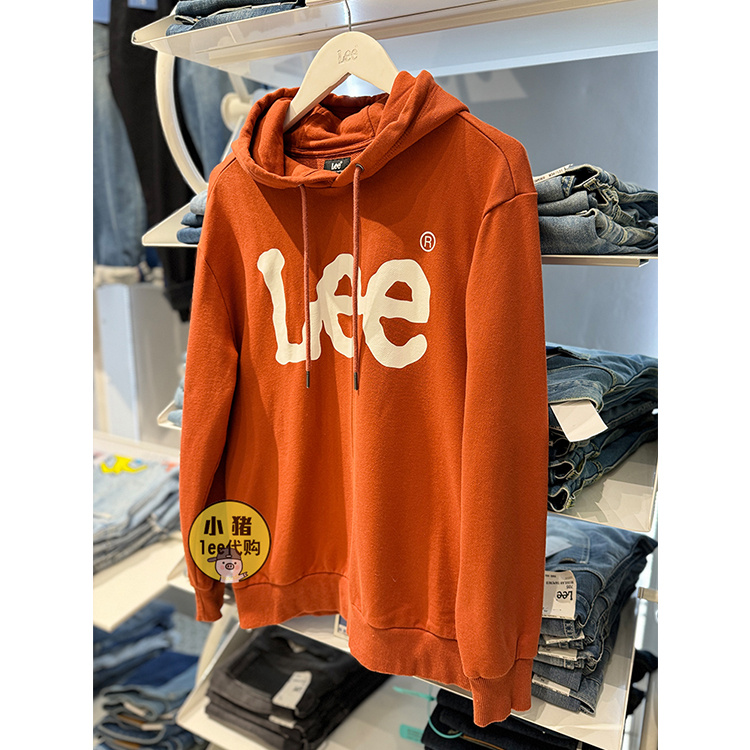 Lee商场同款男装经典连帽休闲舒适卫衣黑色宽松秋大LOGO外套学生