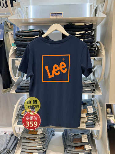 专柜纯棉镭射字母印花经典T恤Lee