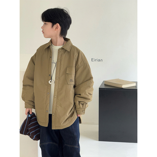 衬衫 男童夹克棉服加厚工装 3755 儿童夹薄棉外套2025冬装 大E小e童装