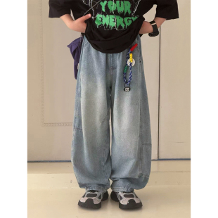 新款 2026春季 中大童薄款 裤 9281 大E小e童装 子儿童弯刀裤 男童牛仔裤