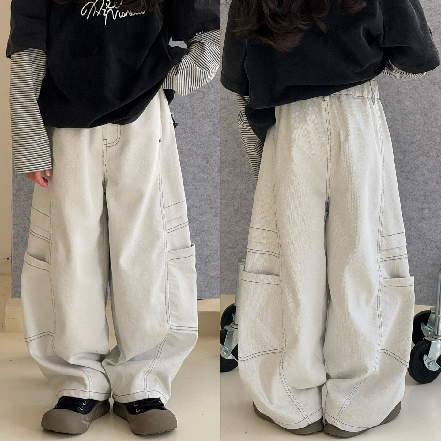 大E小e儿童工装牛仔裤2026春装新款中大童阔腿裤男女童弯刀裤9206,童装/婴儿装/亲子装,儿童牛仔裤,淘宝优惠券,粉丝福利购,淘宝优惠卷