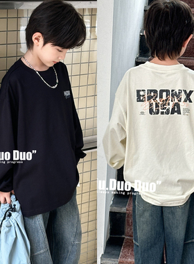 牛哆哆男童长袖t恤春秋装中大童韩版宽松打底衫儿童休闲上衣55312