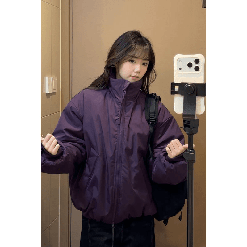 乌梅紫色美式cleanfit立领棉服外套男款冬季加厚廓形保暖棒球棉衣,男装,棉衣,淘宝优惠券,粉丝福利购,淘宝优惠卷