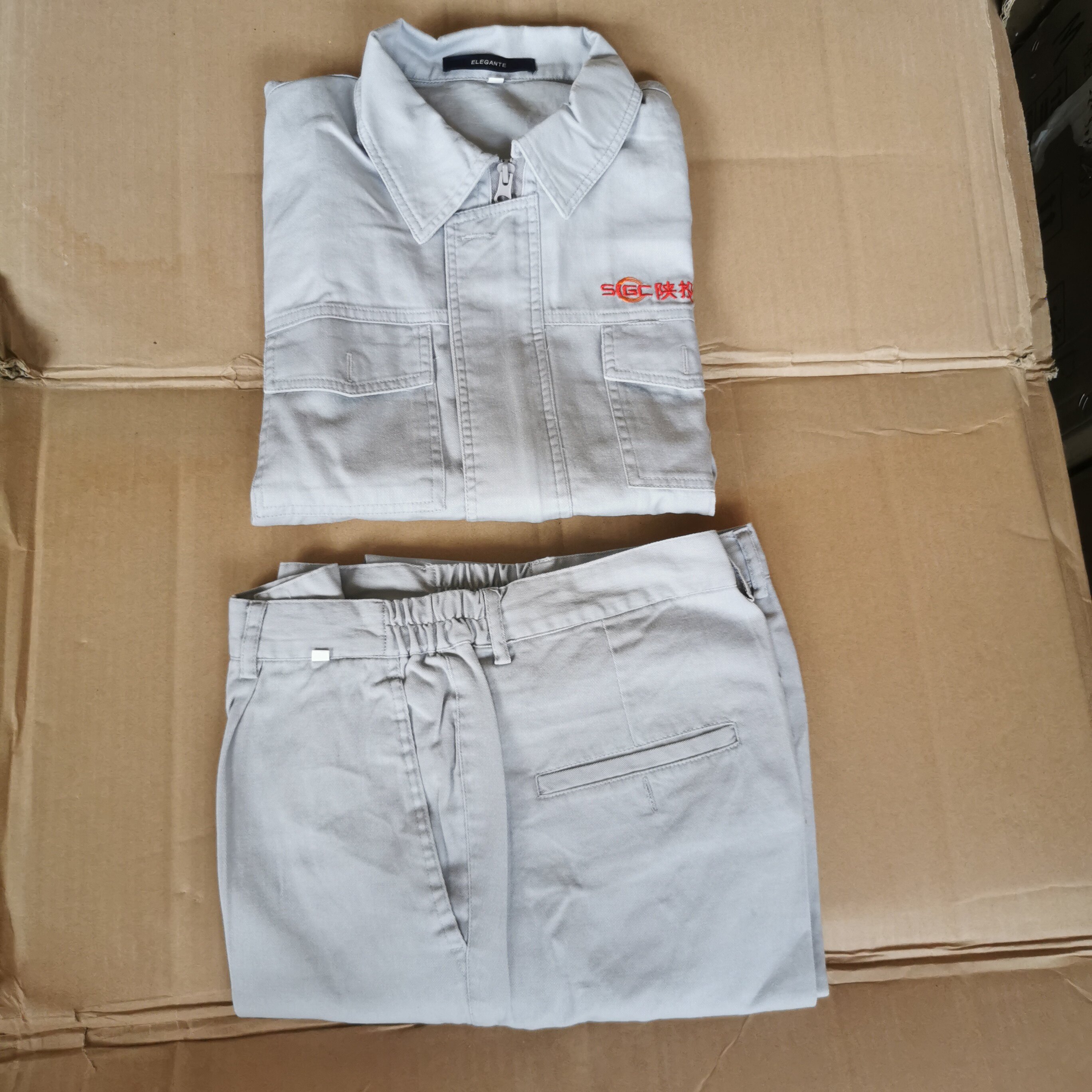 捡漏库存女式纯棉工作服春秋款长袖长裤套装浅灰色工装质量好