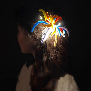 烟火发夹发饰头饰烟花扭扭棒发卡彩色发卡发簪琉璃跨年仪式感新年