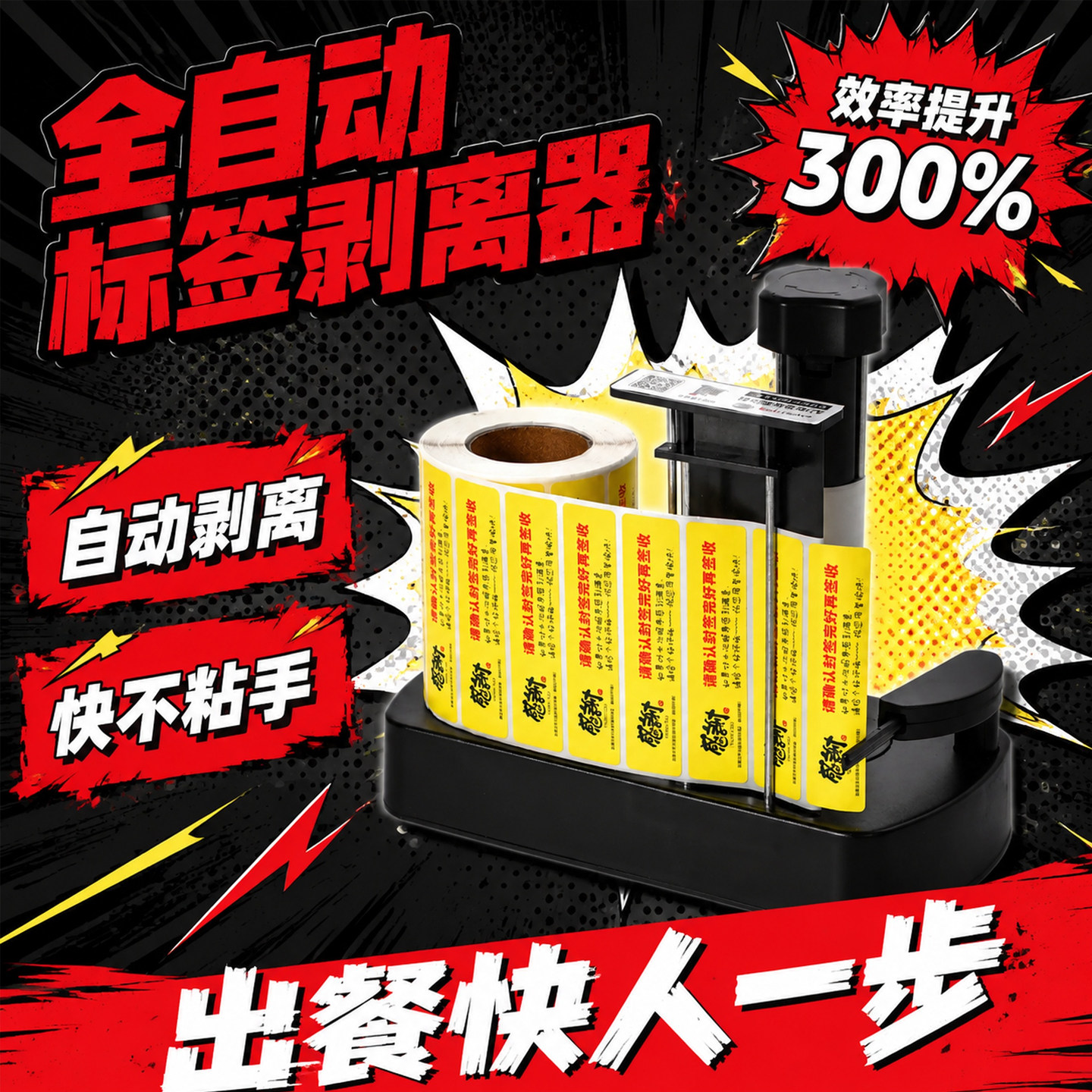 打印猿外卖封口全自动标签剥离机图片
