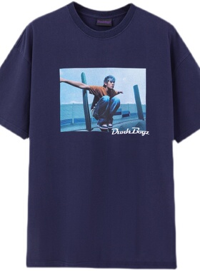 DUNKBOYZ 致敬JAY周杰伦印花 轻水洗做旧复古 圆领宽松短袖 TEE恤