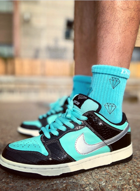 DUNKBOYZ 钻石Diamond蒂芙尼蓝色刺绣纯棉中筒滑板运动男女毛巾袜