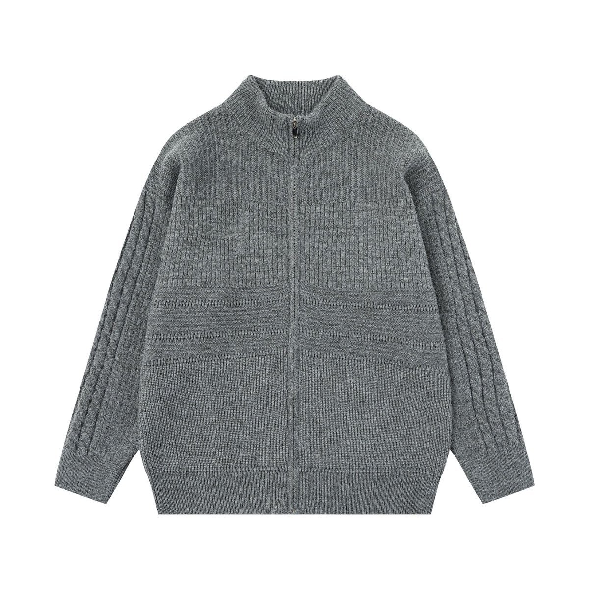 男士立领拉链开衫宽松针织毛衣潮