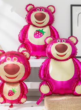 草莓熊卡通动漫铝膜气球儿童摆地摊街卖铝箔气球派对活动装饰用品