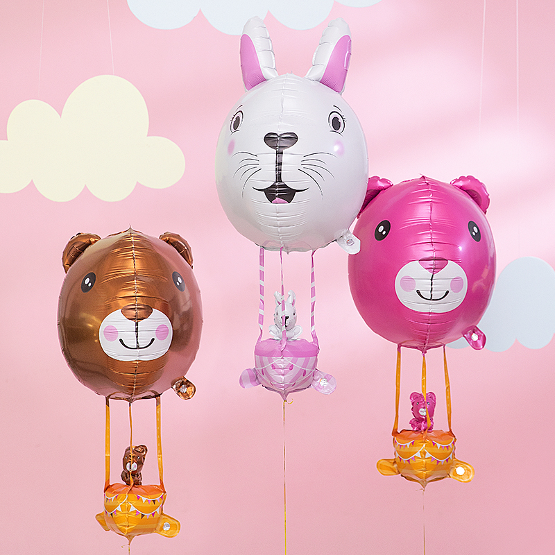 飘空卡通铝膜热气球装饰布置