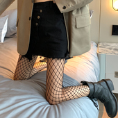黑色渔网袜女潮ins大网眼辣妹网格JK黑镂空纯欲薄款 2023夏季