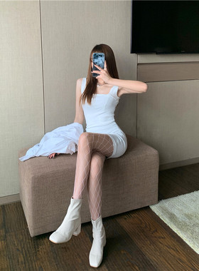 渔网袜女ins黑色长款夏季打底薄性感显瘦小网眼镂空连裤袜女