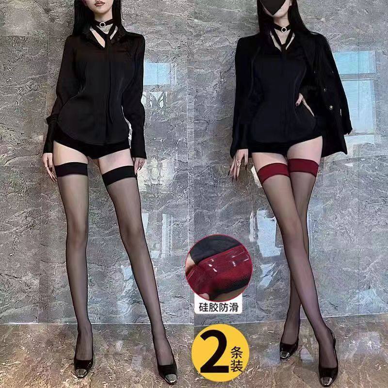 长筒丝袜红边黑丝女高筒过膝半截袜性感纯欲夏季大腿超薄硅胶防滑,女士内衣/男士内衣/家居服,长筒袜,淘宝优惠券,粉丝福利购,淘宝优惠卷