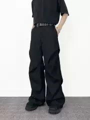 Aknife American Style Men's High-End Flared Pleated Suit Pants Niche Design Straight Drape Wide-Leg Casual Pants