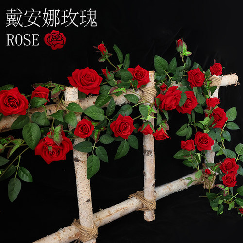 高仿真玫瑰花藤空调缠绕管道装饰