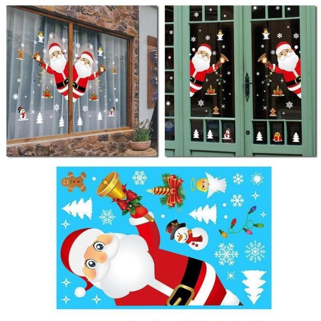 merry christmas window wall sticker santa claus deer glass w